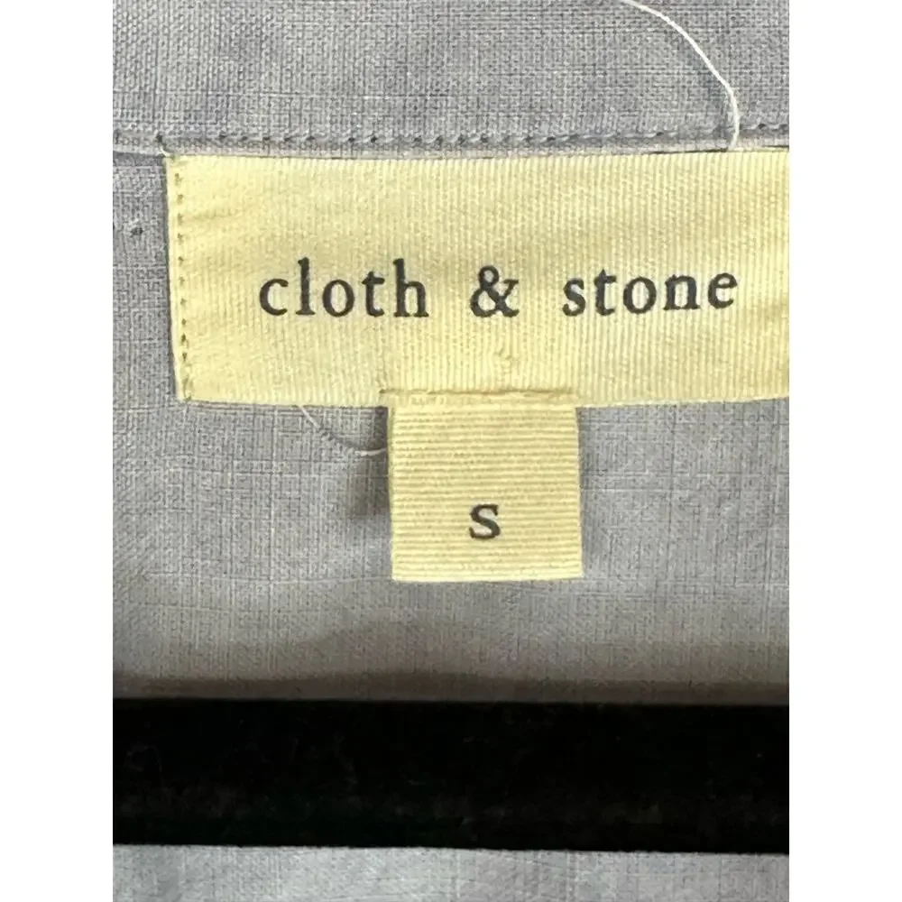 Cloth & Stone Short Sleeve Blue V Neck Shirt Dress Size Small